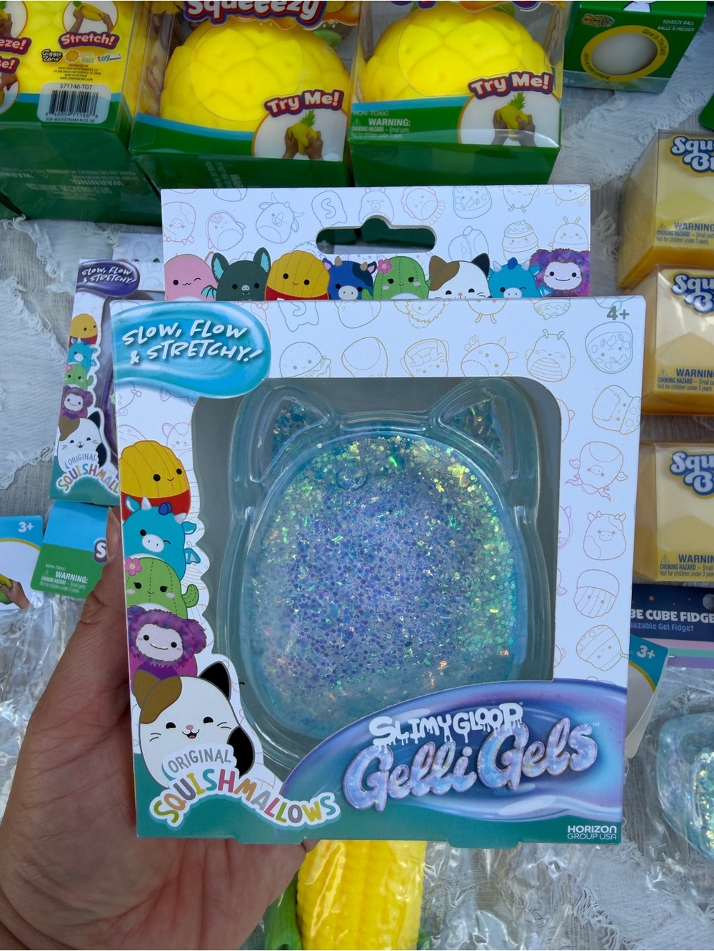 Squishmallows Slimy Gloop Gelli Gels - Sparkling Blue & Iridescent